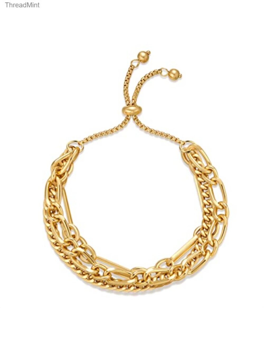 14K Gold Adjustable Slider Bracelet Bangle Chain Bracelet Stacking Link Bracelet